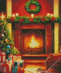 Fireplace Romantic Art Diamond Painting