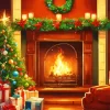 Fireplace Romantic Art Diamond Painting