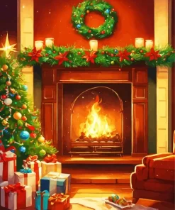 Fireplace Romantic Art Diamond Painting