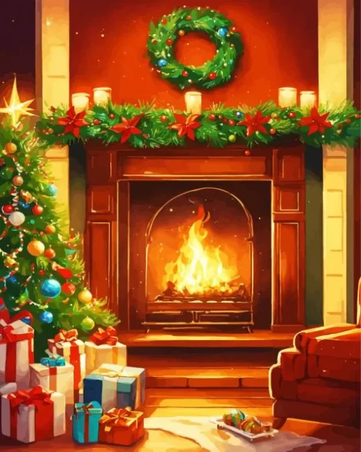 Fireplace Romantic Art Diamond Painting