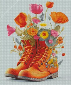 Flowers On Orange Shoes Diamond Painting