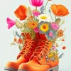 Flowers On Orange Shoes Diamond Painting