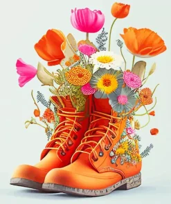 Flowers On Orange Shoes Diamond Painting