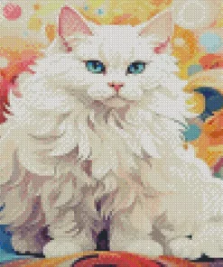 Fluffy White Cat Art Diamond Painting