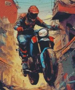 Flying Dirt Bike Art Diamond Painting