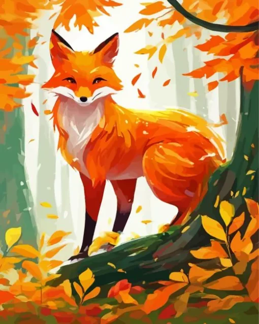 Fox In Fall Art Diamond Painting