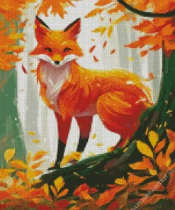 Fox In Fall Art Diamond Painting