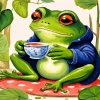 Frog Drinking Tea Diamond Painting