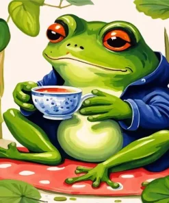 Frog Drinking Tea Diamond Painting