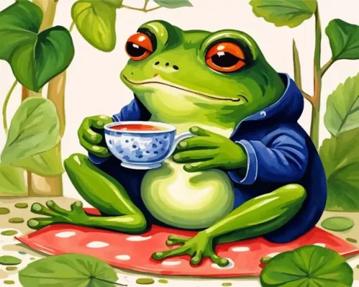 Frog Drinking Tea Diamond Painting