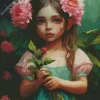 Girl And Flowers Art Diamond Painting