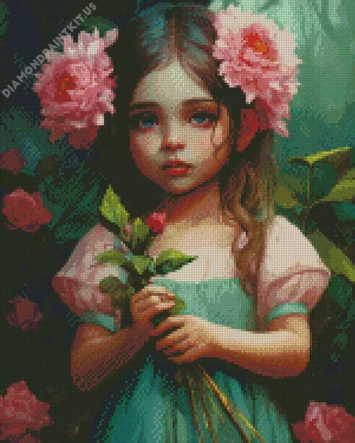 Girl And Flowers Art Diamond Painting