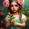 Girl And Flowers Art Diamond Painting