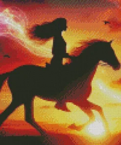 Girl Horse Silhouette Diamond Painting