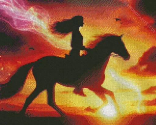 Girl Horse Silhouette Diamond Painting