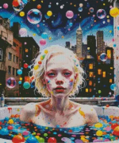 Girl In Bubble Bathtub Diamond Painting