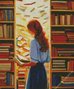 Girl In Library Diamond Painting