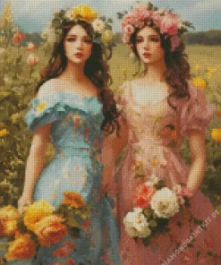 Girl Picking Flowers Art Diamond Painting