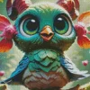 Green Fairy Owl Diamond Painting