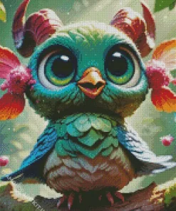 Green Fairy Owl Diamond Painting