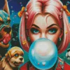 Harley Blowing Bubble Gum Diamond Painting