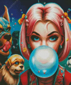 Harley Blowing Bubble Gum Diamond Painting