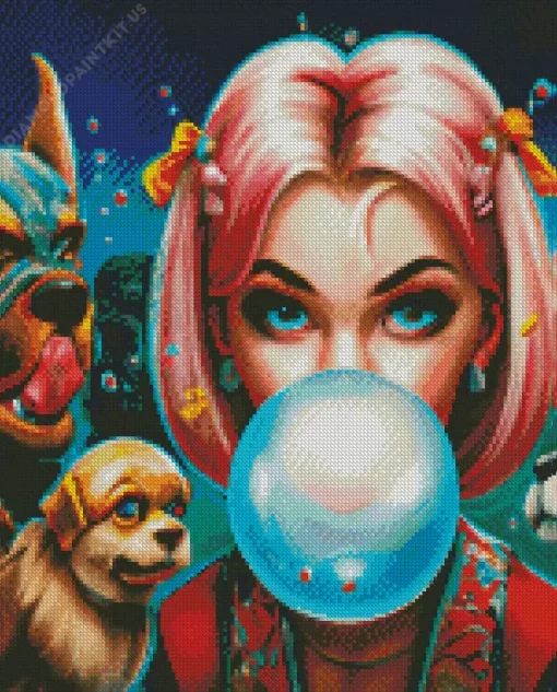 Harley Blowing Bubble Gum Diamond Painting