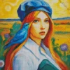 Lady And Blue Bird Diamond Painting