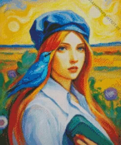 Lady And Blue Bird Diamond Painting