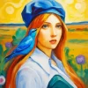 Lady And Blue Bird Diamond Painting