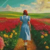 Lady Walking In A Field Diamond Painting