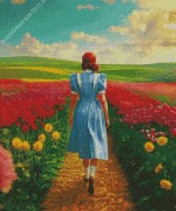 Lady Walking In A Field Diamond Painting