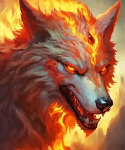 Mad Fire Fantasy Wolf Diamond Painting