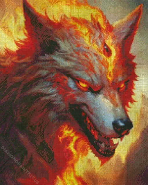 Mad Fire Fantasy Wolf Diamond Painting