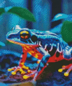 Neon Blue And Orange Frog Diamond Painting