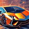 Orange Fancy Lambo Diamond Painting