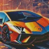 Orange Fancy Lambo Diamond Painting