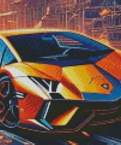 Orange Fancy Lambo Diamond Painting