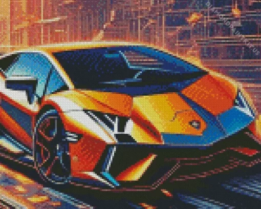 Orange Fancy Lambo Diamond Painting