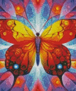 Orange Geometric Butterfly Art Diamond Painting