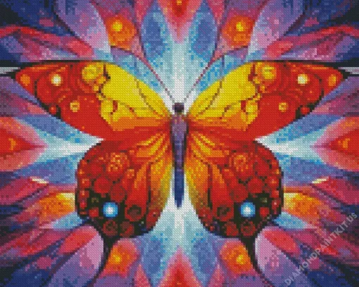 Orange Geometric Butterfly Art Diamond Painting