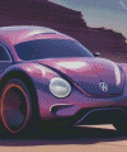 Purple Volkswagen Beetle Diamond Painting