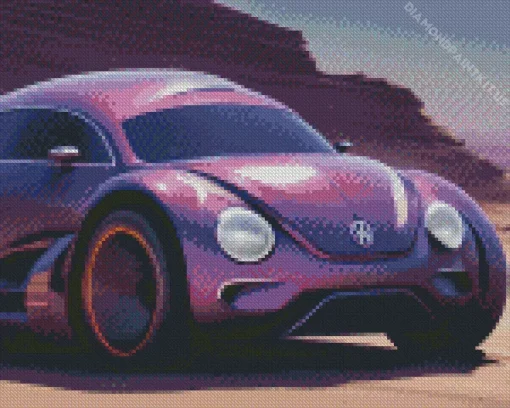 Purple Volkswagen Beetle Diamond Painting