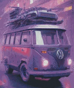 Purple Volkswagen Bus Diamond Painting