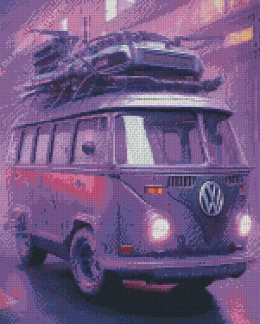 Purple Volkswagen Bus Diamond Painting