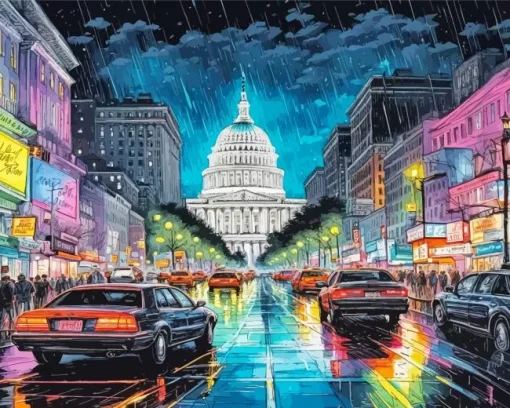 Rainy Washington DC Diamond Painting