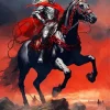 Red And Black Horse Diamond Painting