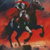 Red And Black Horse Diamond Painting