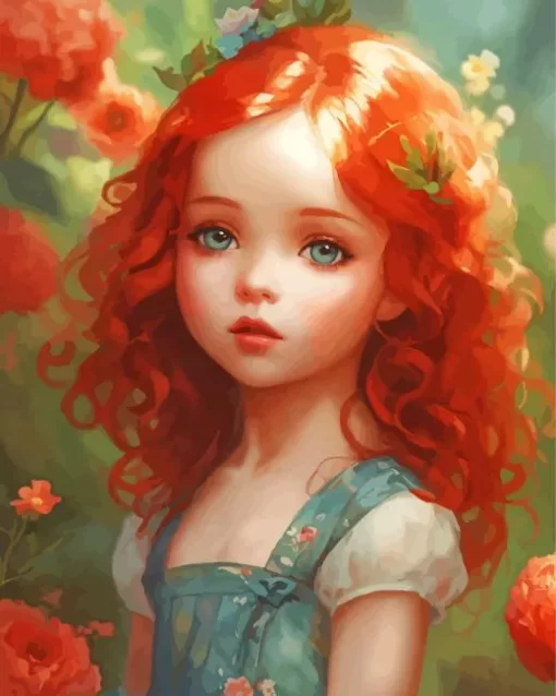 Redhead Fantasy Little Girl Diamond Painting