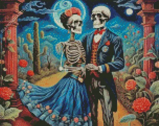 Romantic Frida Kahlo Skull Diamond Painting